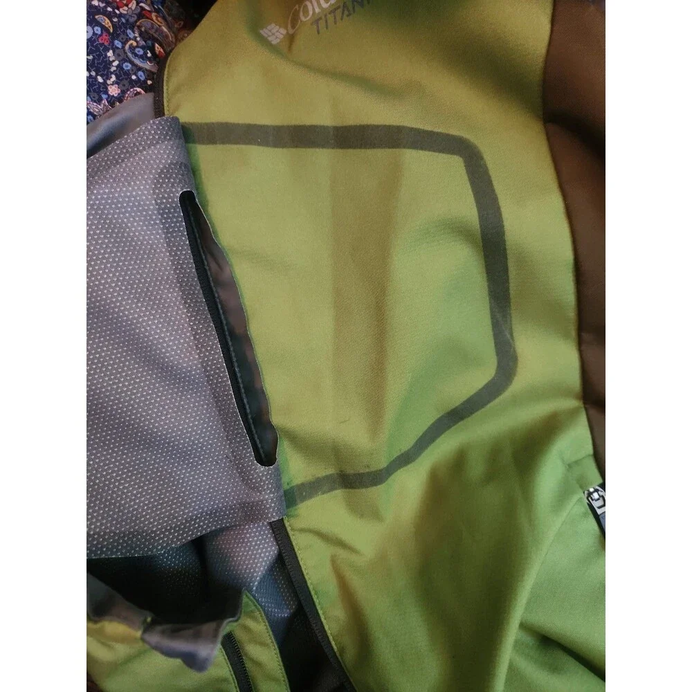 Columbia Titanium Interchange Mens XL FLAWS Green Brown Colorblock Shell Jacket